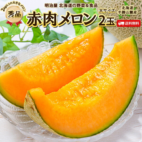 【予約商品】【7月上旬-下旬お届け】大きなメロン 送料無料 ビックサイズ 2玉 赤肉 北海道蘭越産 【秀品】 赤肉メロン 1玉あたり2kg以上 御中元 贈答 夏ギフト お取寄せ 果物 フルーツ 内祝 プレゼント 帰省土産 大玉 暑中見舞い 御礼 御祝