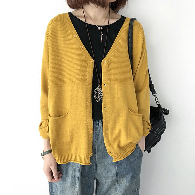 【貨物輸送無料】編み物ジレー レディース ジレー 名取り草付き添い人 Vのど首 ニットコーディガン 衣嚢付き添い人 名取り草ジレー ゆったり アウター 年月 執務室 コーディガン 今めかしい