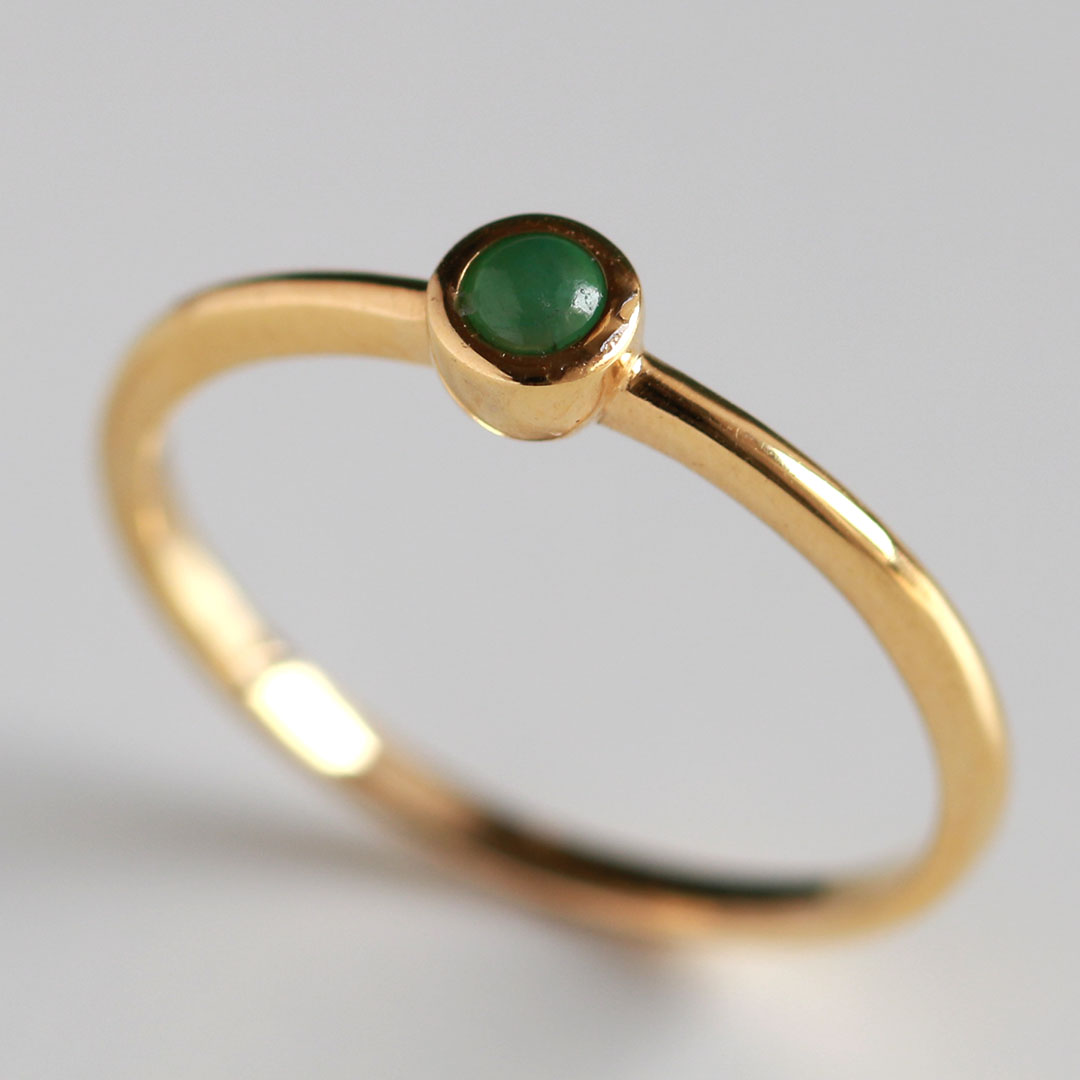 【K10 YG 一粒翡翠リング】ひすい ヒスイ ジェイド jade Jadeite グリーン 緑 9号 11号 大人 レディース 上品 無着色 ミャンマー A貨翡翠｜翡翠・淡水パール・天然石　MeiNu 35,750円