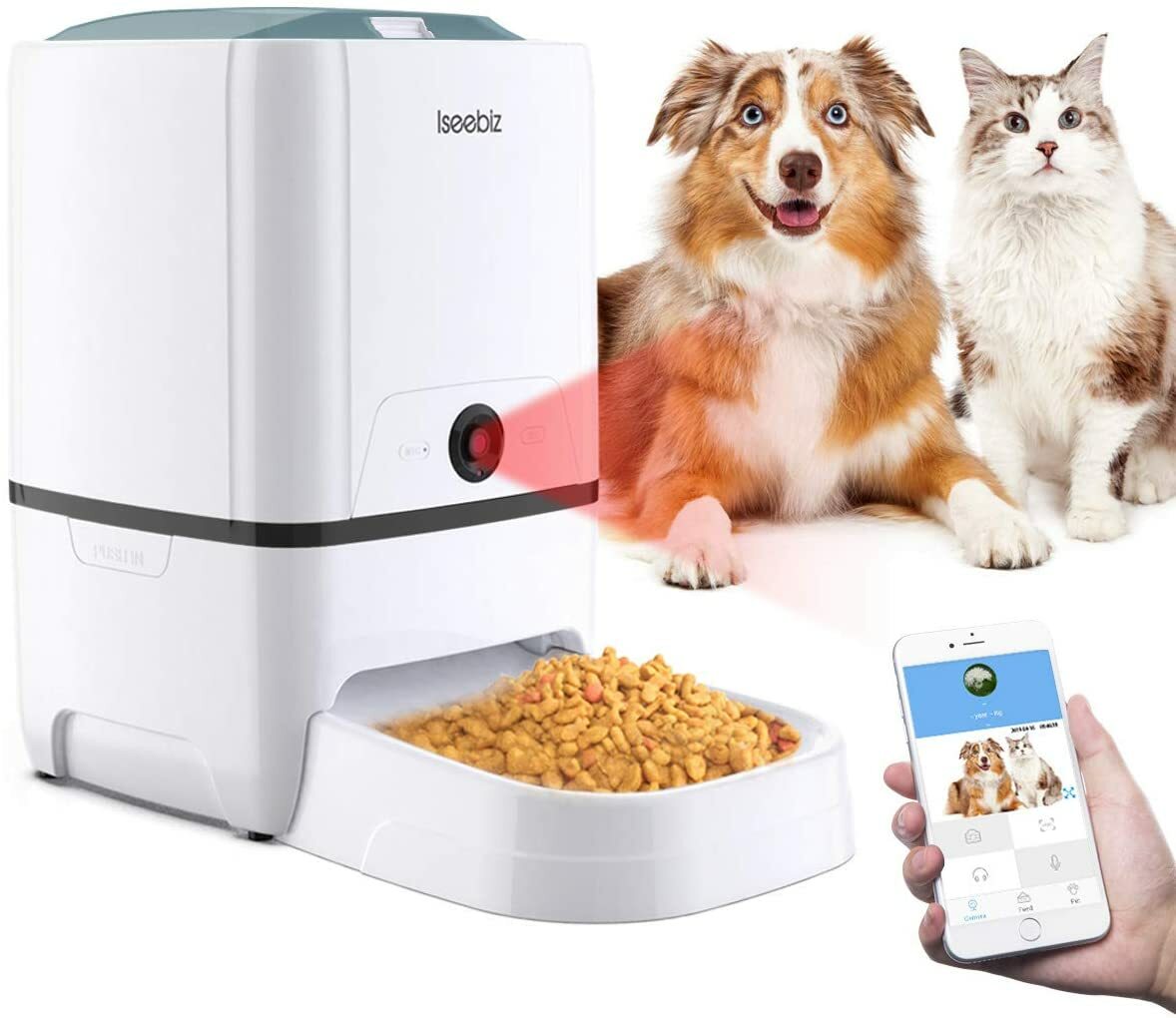 のぶ［新品】自動給餌器 オートマチックフィーダー（カメラ付き） 自動給餌器 猫 カメラ付き多頭飼い 犬 Wi-Fi接続 ペット