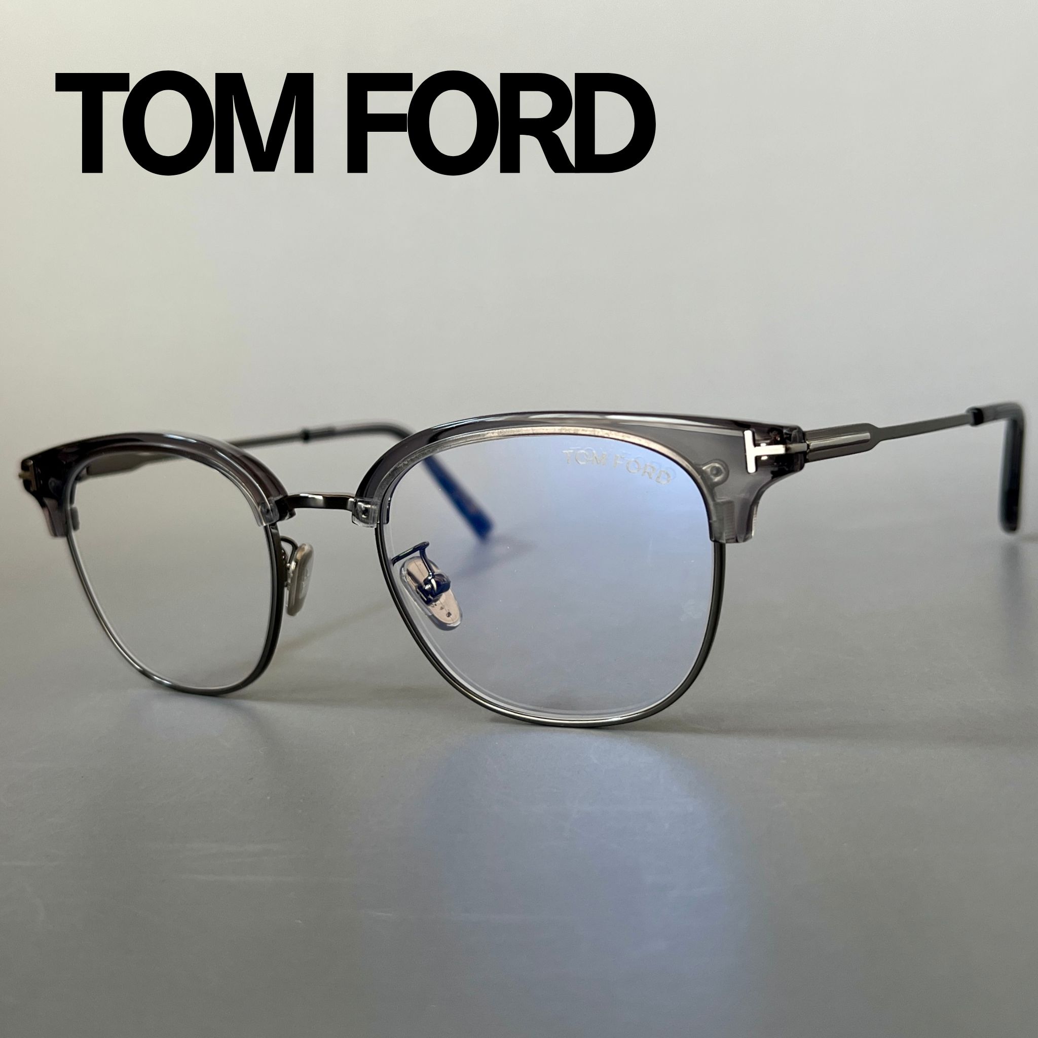 【2000円OFFクーポン！P2倍】お買い物マラソン 7/19 20時～7/26 1:59まで トムフォード メガネ TOM FORD サーモント ブロー FT6002 新品 クリア グレー ガンメタ 眼鏡 ブルーライトカット シンプル イタリア製 軽い｜メイトクフレーム