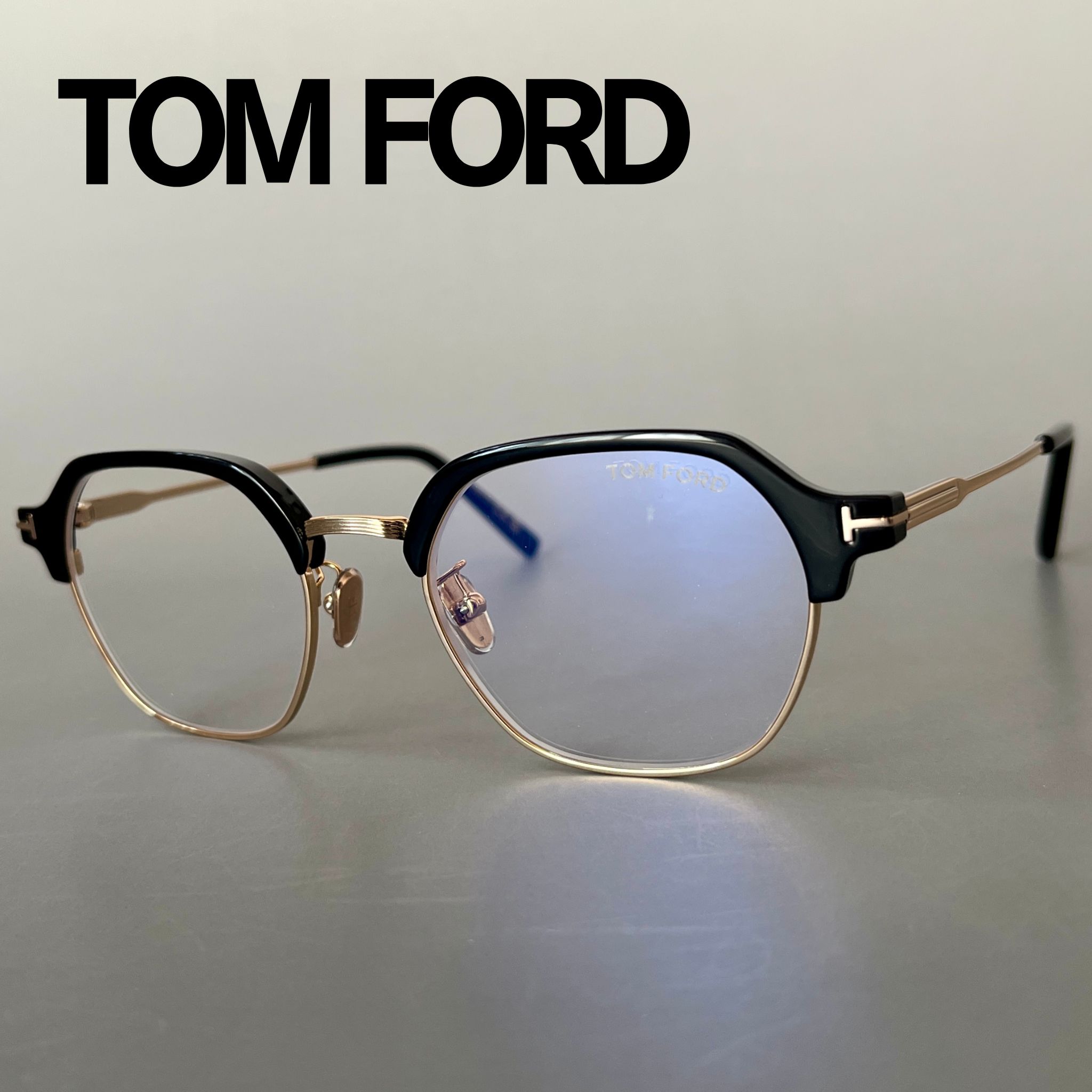 TOM FORD 眼鏡 トムジェラルド・r・フォード FT6018 サーモント 殴ること 黒いこと ゴールド 黒 金 たわい無い 今めかしい メガネ ブルーライトカット 新品 今めかしい