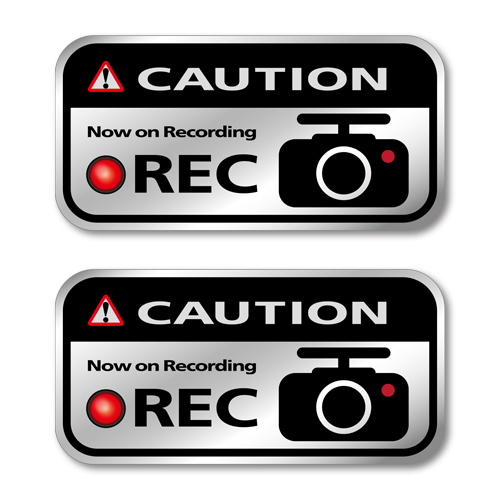 ドライブレコーダー ステッカー（２枚セット/シルバー）ドラレコ 搭載車 車載カメラ 録画 車 後方録画中 防犯 セキュリティーステッカー ドライブレコーダーステッカー シール 安全運転（日本製）