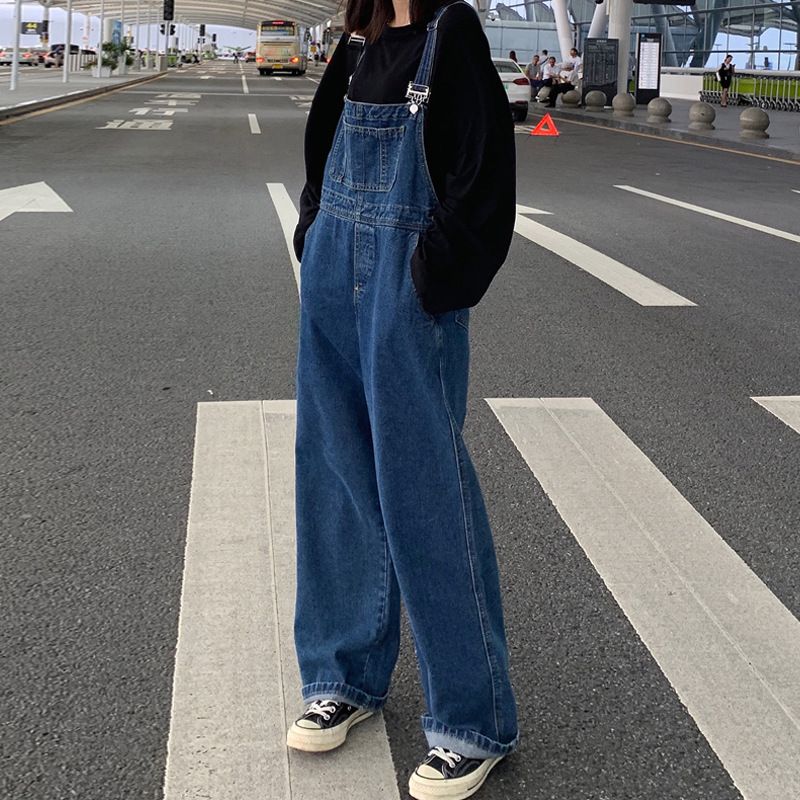 サロペット レディース デニム オーバーオール ワイドパンツ ゆったり ジーンズ ストレート オールインワン 体型カバー カジュアル おしゃれ 春 秋 ズボン つなぎ ジーパン 楽ちん 大きいサイズ
