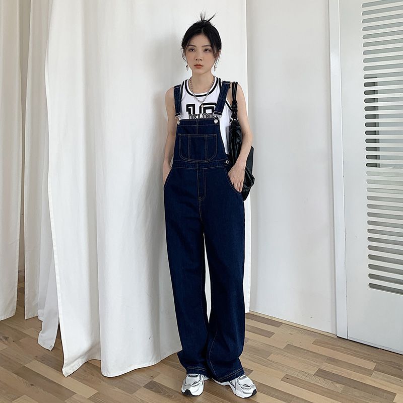 サロペット デニム レディース オーバーオール ワイドパンツ ゆったり オールインワン ジーンズ ストレート カジュアル 体型カバー 無地 ワークパンツ つなぎ ビンテージ風 大人 かわいい ファッシ