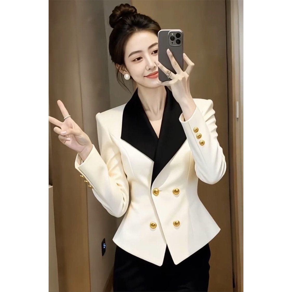 テーラードジャケット レディース ブレザー バイカラー 切り替え 金ボタン フォーマル ジャケット 事務服 通勤 オフィス 入学式 卒業式 発表会 七五三 ママスーツ 春 秋 エレガント きれいめ 大｜MEIWALAND