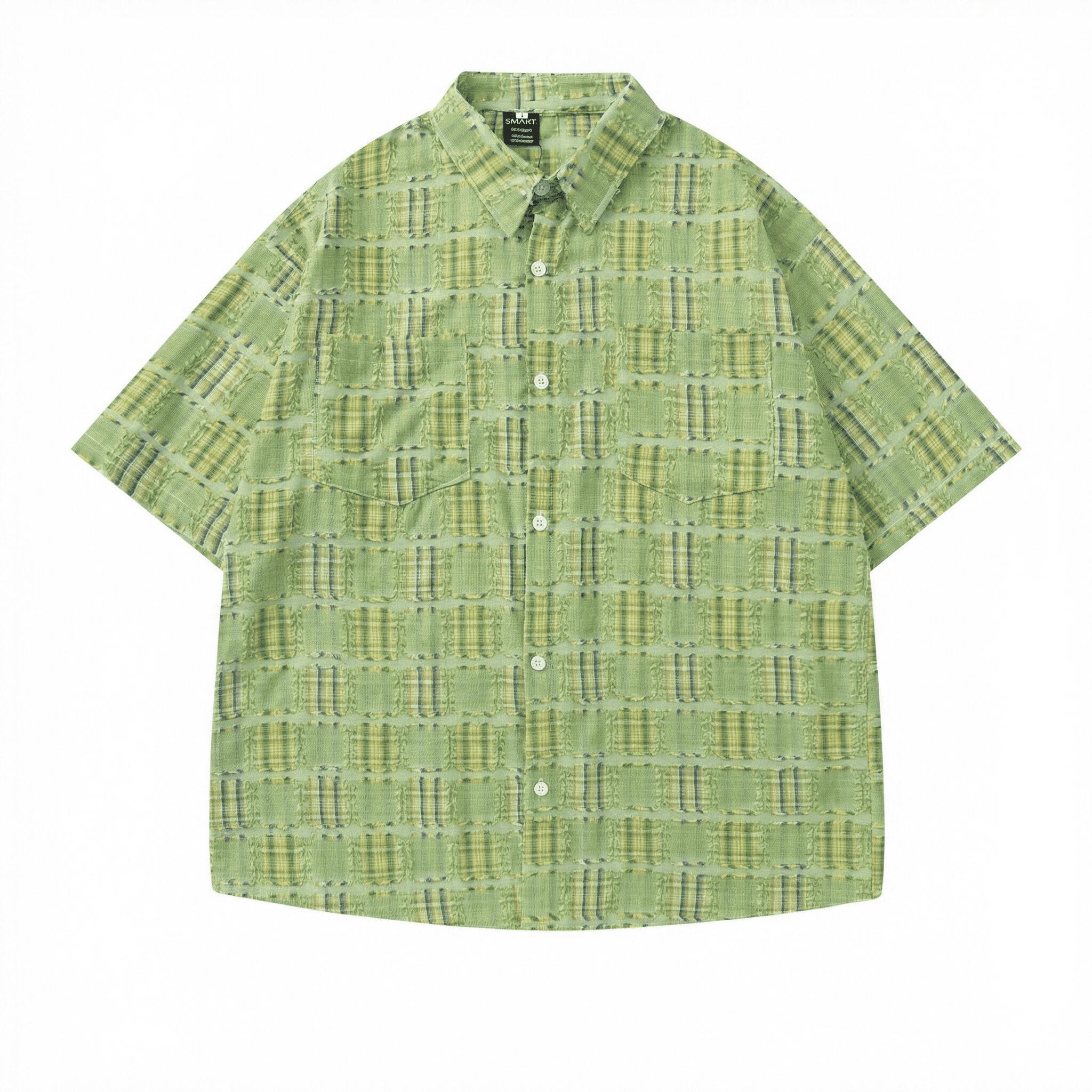 シャツ メンズ 半袖 カジュアルシャツ チェック柄 フリンジ トップス 夏服 ゆったり オーバーサイズ ユニセックス ストリート おしゃれ 通学