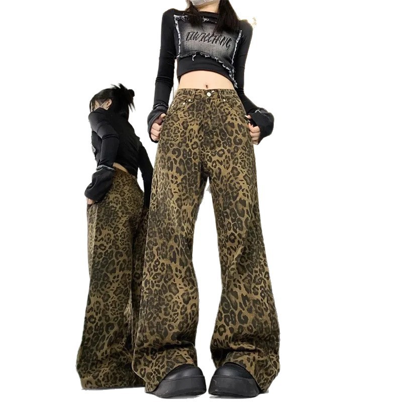 デニムパンツ レディース ジーンズ ハイウエスト ワイドパンツ ストレート 総柄 脚長 美脚 ジーパン ズボン カジュアル ボトムス ストリート系 おしゃれ 着痩せ 春 夏 秋 冬 20代 30代 4