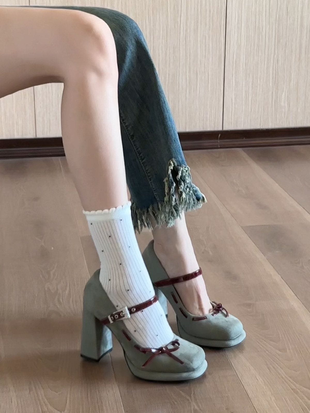 メリージェーン 厚底 パンプス レディース 太踵 スクエアトゥ 同盟罷業さあ美 バイ色合い 一方ならずない 歩き分かりやすい チャンキーヒール レトロ 愛くるしげ 心地好い 通い 通学 春 秋 ともし火カーキ