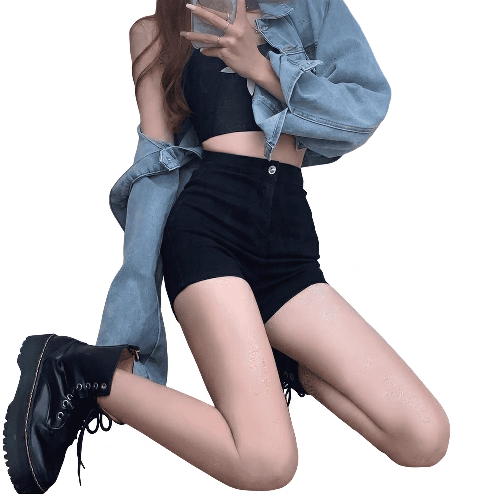 デニムショートパンツ レディース ハイウエスト 短パンツ エーライン 着痩せ 美脚 脚長 夏 ジーパン カジュアル ホットパンツ ボトムス ズボン 学院風 お出かけ 通学 涼しい オシャレ シンプル