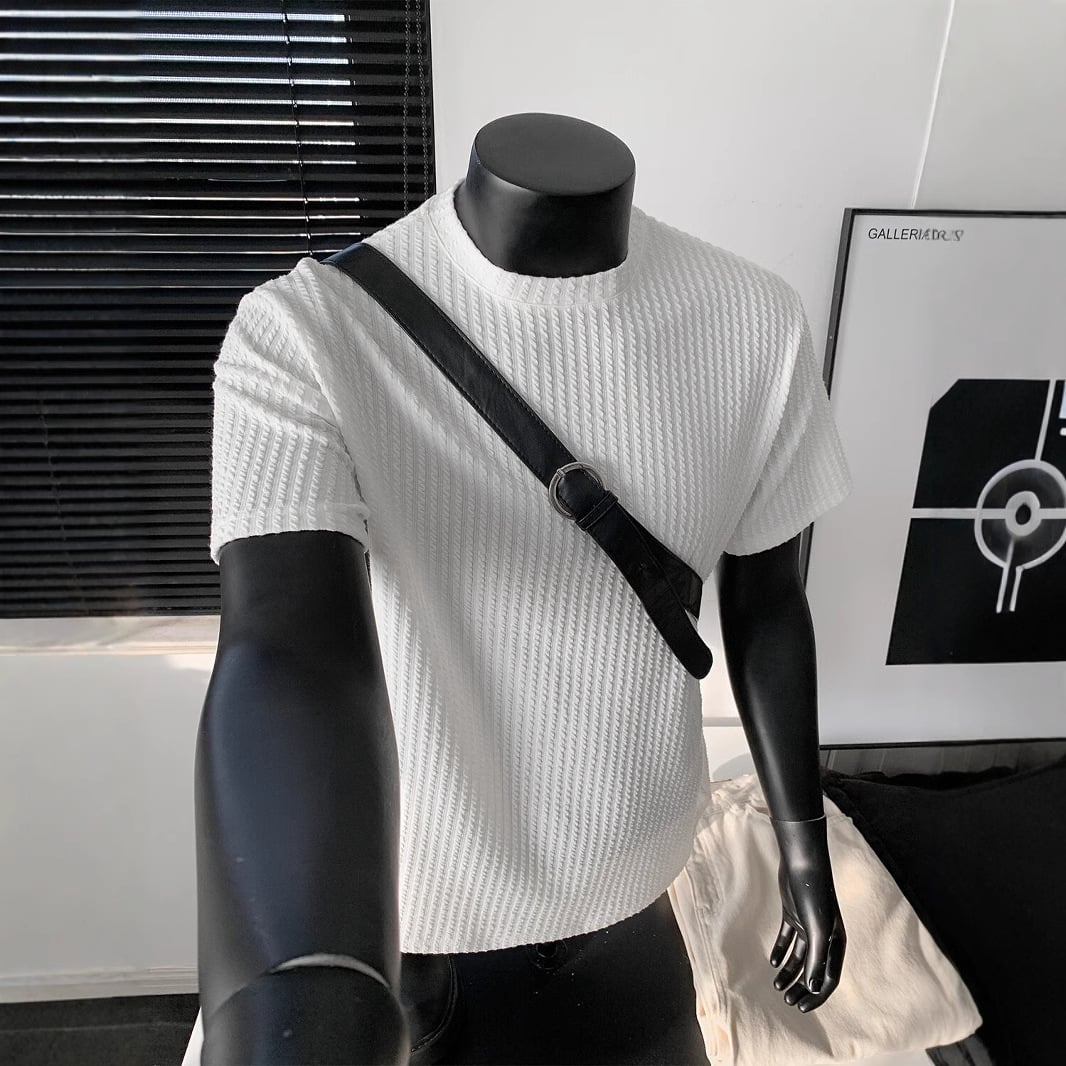 サマーニット メンズ Tシャツ 半袖 接触冷感 リンクス編み 凹凸 涼しい トップス クルーネック カットソー ジャガード風 ワッフル調 ストレッチ 無地 シンプル キレイめ ビジカジ オフィスカジュアル 透けにくい 洗える 速乾 さらさら 吸汗 体型カバー 20代 30代 40代