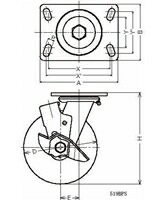 槌骨キャスター 519BPS-CR200 天然ゴム車 ストッパー付 その他-花・ガーデン・DIY-DIY・工具