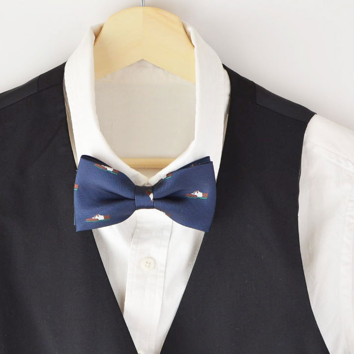 楽天市場 シューズ柄カラーボウタイ 蝶ネクタイ Ot160 ネイビー グリーン 靴柄 メール便可 Mekku メック