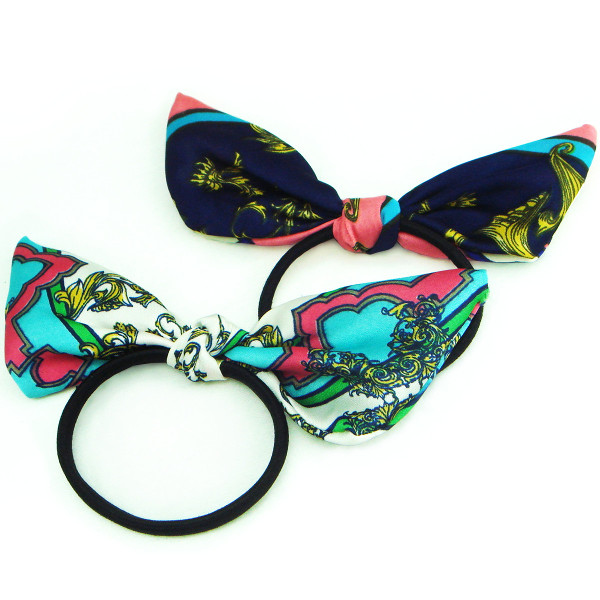 楽天市場】大きめパール付きボーダーうさ耳リボンのヘアゴムヘアー