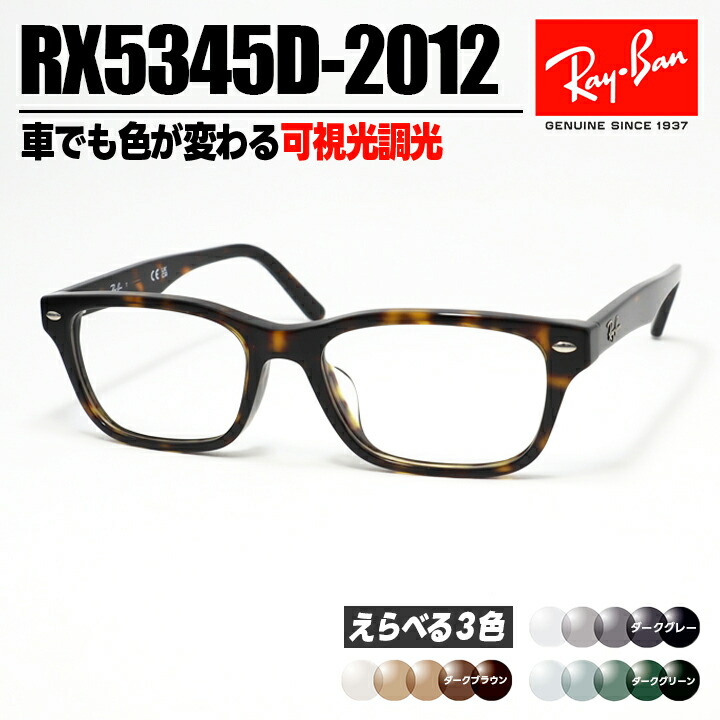 [ Ray-Ban ] レイバン 可視性光調光黒眼鏡RX5345D-2012-SUN-1SD RB5345D暗然たる薄墨色/暗然たる赤銅色/暗然たる緑であること車でも色が変わる調光水晶体 メガネ 眼鏡ひな形 アジアン相応う 大きさ53赤銅色デミ 茶 日本国内定め事品