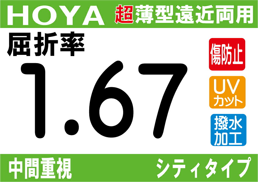 HOYA NEWハイグレード 傷防止コート付 超薄型 ★中間重視遠近両用レンズ 屈折率1.60 撥水加工＋UVカット シンクロシティタイプ 両面シンクロ設計 （2枚価格) レンズ交換のみでもOK