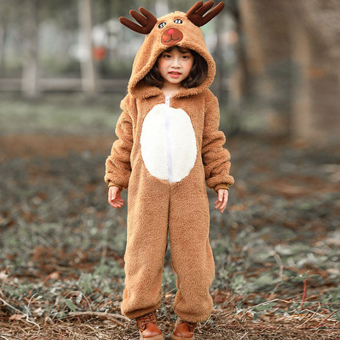 子供コスチューム トナカイ カバーオー クリスマス服 キッズ コスチューム 着ぐるみ オールインワン 仮装 女の子 正規取扱店 女児 キッズ服 パーティー服 クリスマスイブ 暖かい ジュニア クリスマス コスチューム衣装 もこもこ ジュニア服