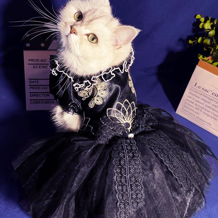 ペット服 犬服猫服 キャットウェア 高級感 黒色ドレス 超豪華 ウェディング ウェディングドレス 犬服 ドッグウェア フォーマル
