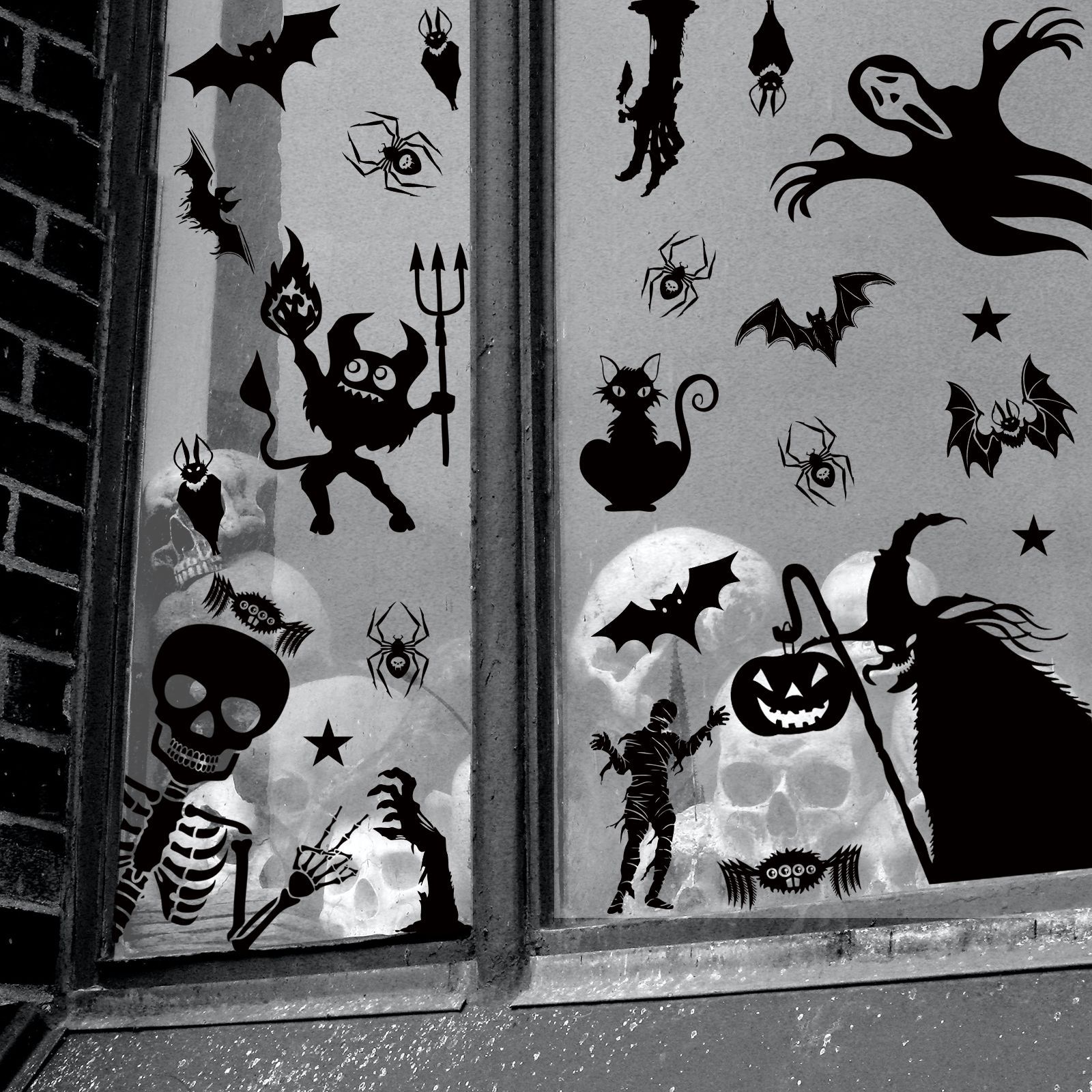 市場 ハロウィン飾り 送料無料 北欧壁紙 ハロウィンかぼちゃ ガイコツ ウィンドウシール ウォールステッカー 壁 インテリア ハロウィン 骸骨飾り 幽霊