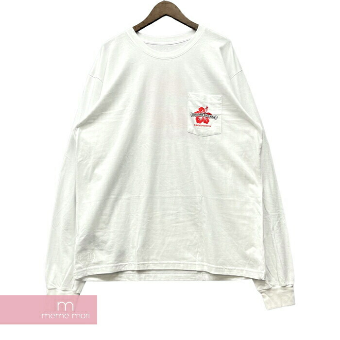 CHROME HEARTS Honolulu Limited Back Scroll Logo L/S Tee クロムハーツ ホノルル制限事項バックスクロールロゴロングスリーブティーシャツ 長袖カットソー ロンT 胸隠し ハイビスカス アロハ州 白いこと 大いさL【250416】【新古品】