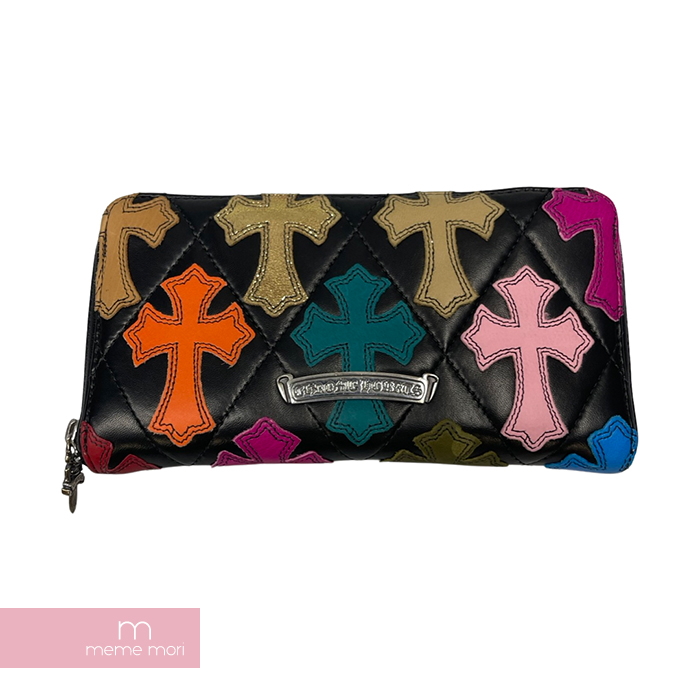 CHROME HEARTS REC F ZIP #2 WALLET CEMETERY CROSS QUILTED MULTI