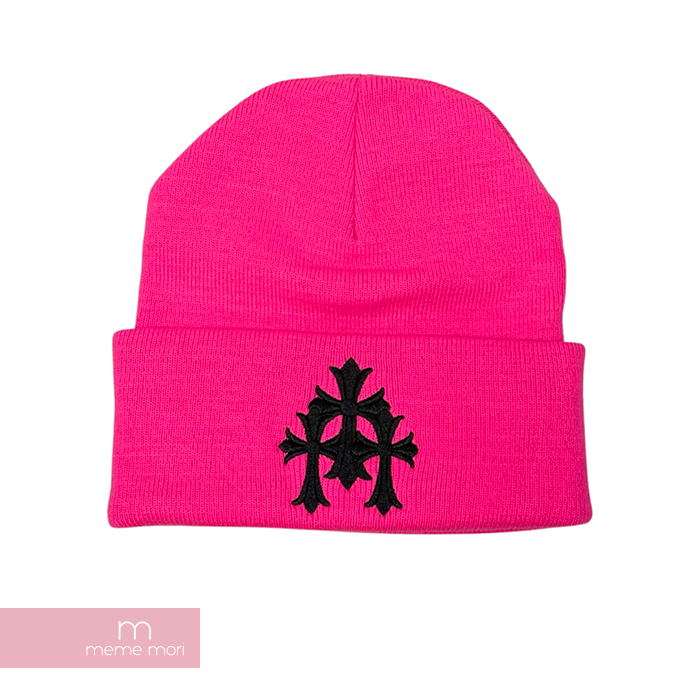 お金を節約 CHROME HEARTS Triple Cross Beanie Neon Pink クロム