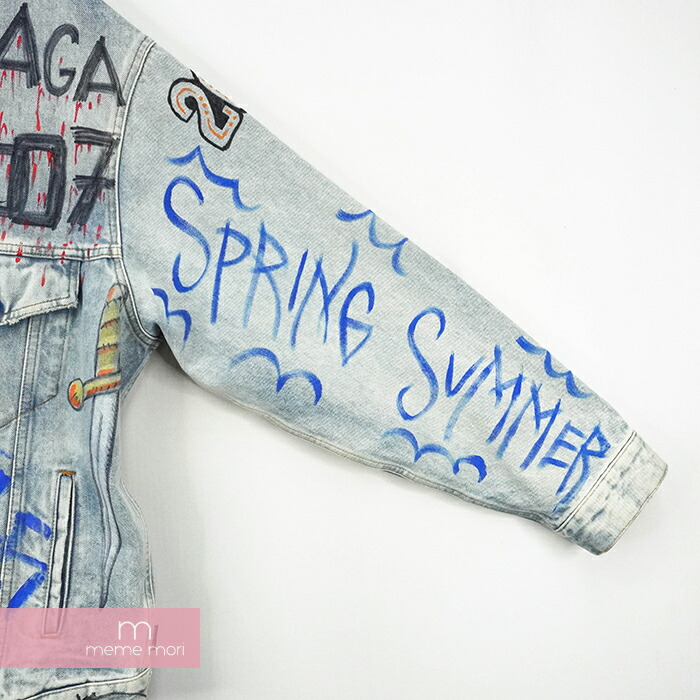 好評継続中 今だけ限定価格 Balenciaga 18aw Graffiti Denim Jacket 5584 Txe08 バレンシアガ グラフィティデニムジャケット ブルゾン 落書き ダメージ加工 オーバーサイズ インディゴ サイズ40 B Me04 Abiary Ir