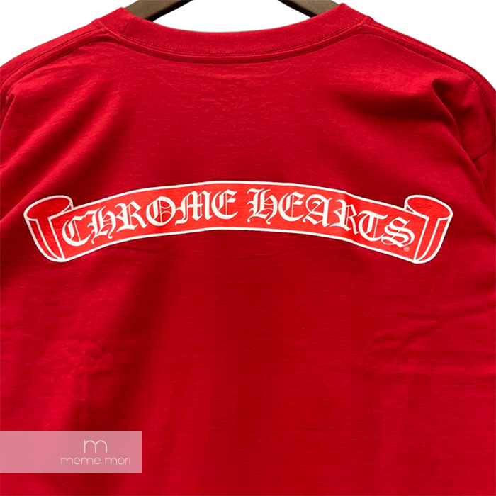 CHROME HEARTS Red レッドバックスクロールロゴロングスリーブTシャツ