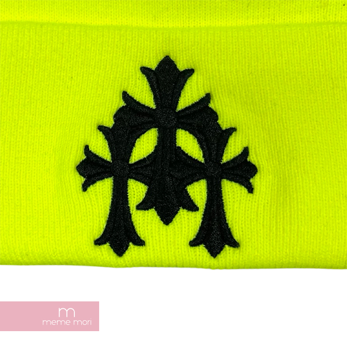 CHROME HEARTS Triple Cross Beanie Neon Yellow クロムハーツ