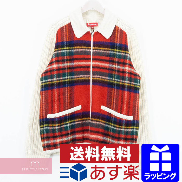 supreme plaid front zip sweater