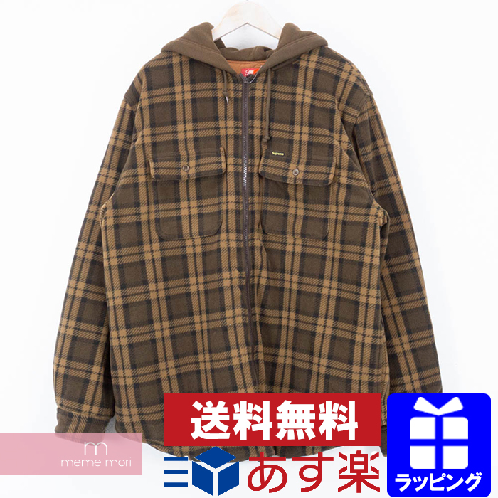 Supreme Quilted Hooded Plaid Shirt Brown | angeloawards.com