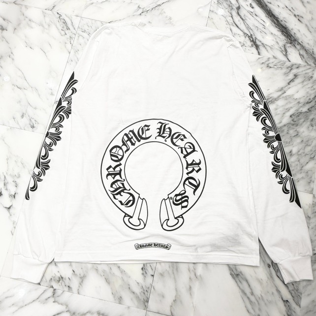 美品　CHROME HEARTS フローラル　ホースシュー　長袖カットソー　L CHROME HEARTS(クロムハーツ) Back Horseshoe L/S バックホース