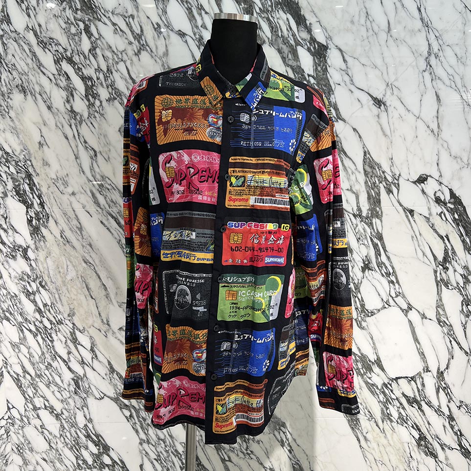 Supreme 2022SS Credit Cards Shirt Size L シュプリーム クレジットカード シャツ ブラウス 総柄 クレジットカードモチーフ 全面プリント ブラック&times;マルチカラー サイズL【250901】【中古-A】｜メメントスオンライン店 21,300円