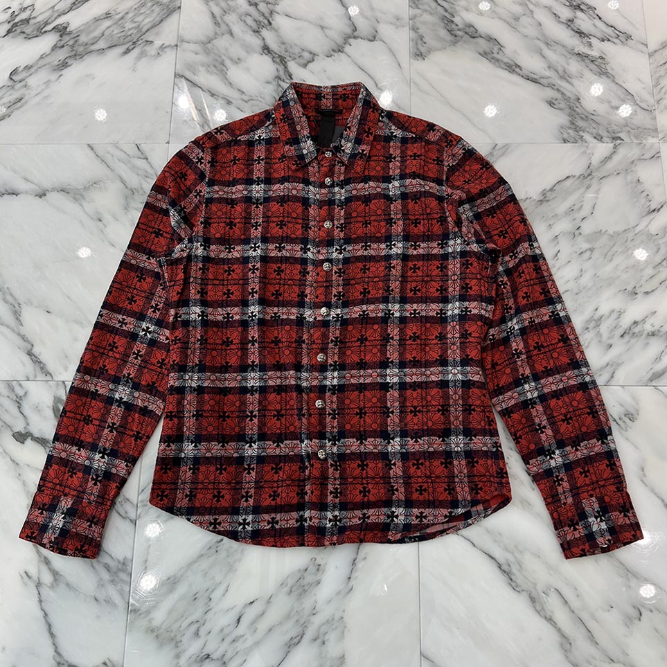 クロムハーツ クロスパッチ付き Tシャツ キルティング オールド 激レア　M 楽天市場】CHROME HEARTS Loose Ends Quilted Check Shirt クロム