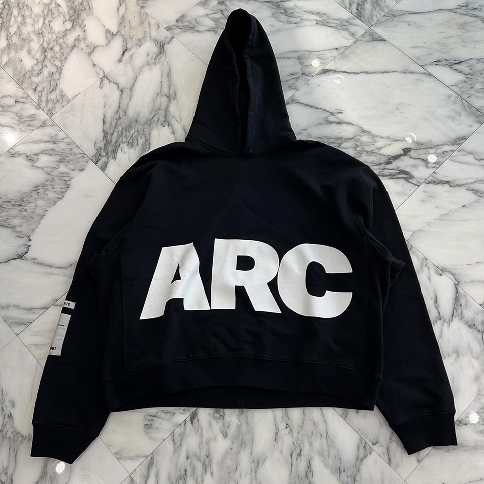 B1ARCHIVE 2024AW Over Size Side Panel Pullover Hoodie Size M ビーワンアーカイブ オーバーサイズ サイドパネル プルオーバーフーディー プルオーバーパーカー ビッグロゴ ロゴプリント ブラック&times;ホワイト サイズM【250822】【中古-A】｜メメントスオンライン店