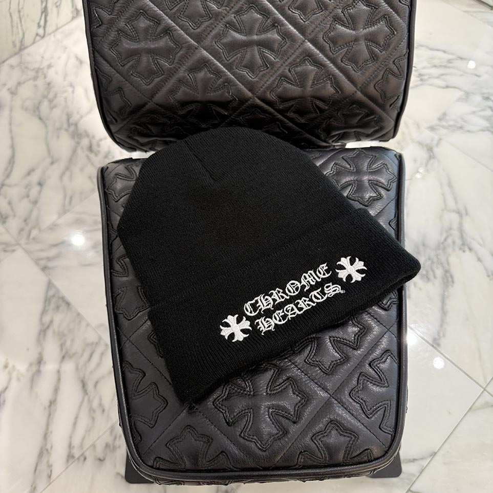 CHROME HEARTS WATCH CAP BLACK Size ONE SIZE (22珊) クロムハーツ ワッチキャップ ロゴビーニー 編み物旗がしら 編み物帽 刺しゅう 黒いこと 大きさONE SIZE (22珊)【251220】【新古品】