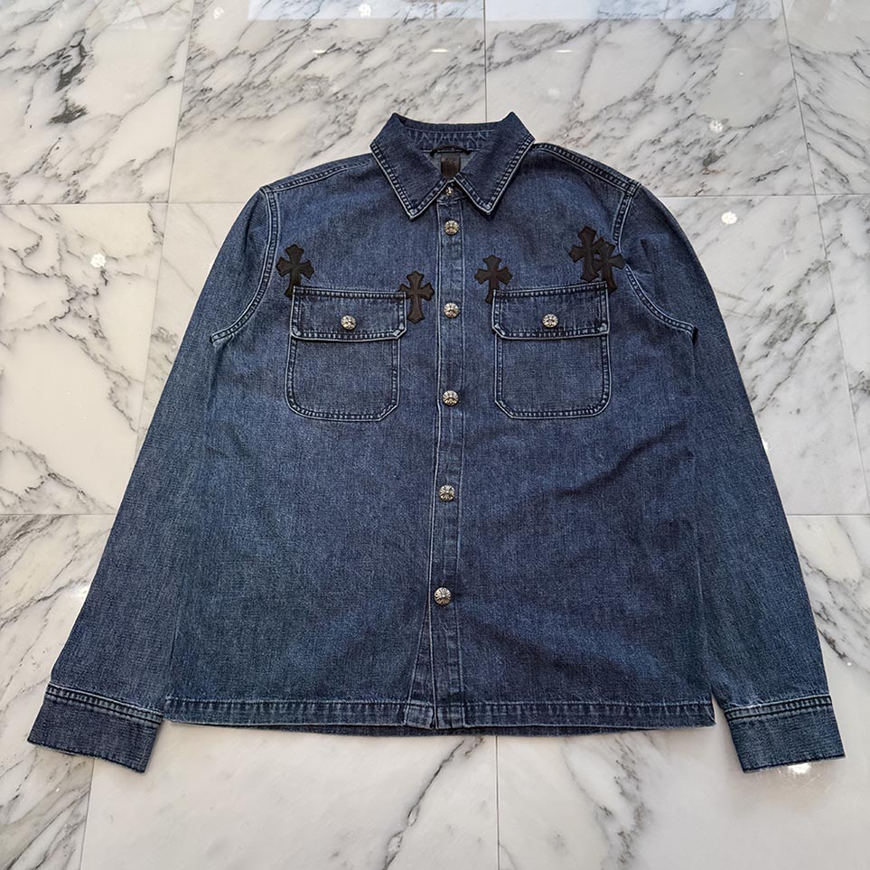 楽天市場】CHROME HEARTS LARGE BLACK DENIM SHIRT クロムハーツ