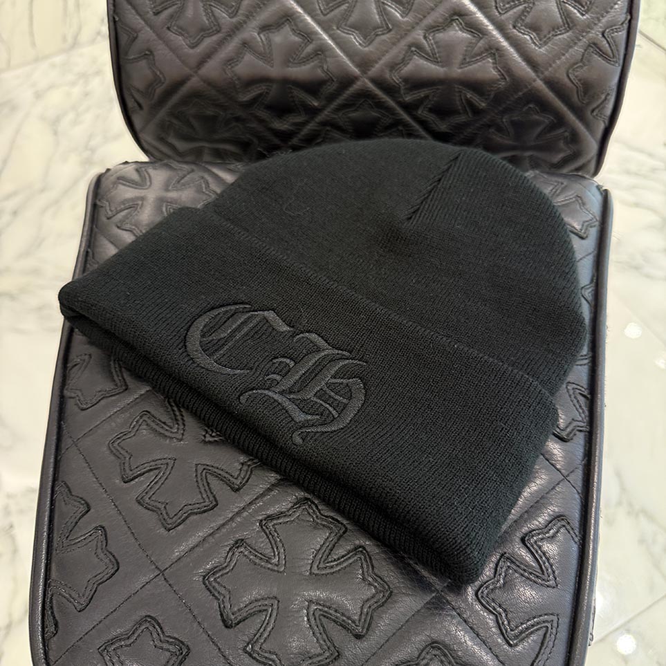 CHROME HEARTS CH Logo Embroidery Beanie Size ONE SIZE (22珊) クロムハーツ CHロゴタイプ刺しゅうビーニー 編み物帽 ロゴタイプ刺しゅう 黒いこと 大きさONE SIZE (22珊)【260312】【新古品】