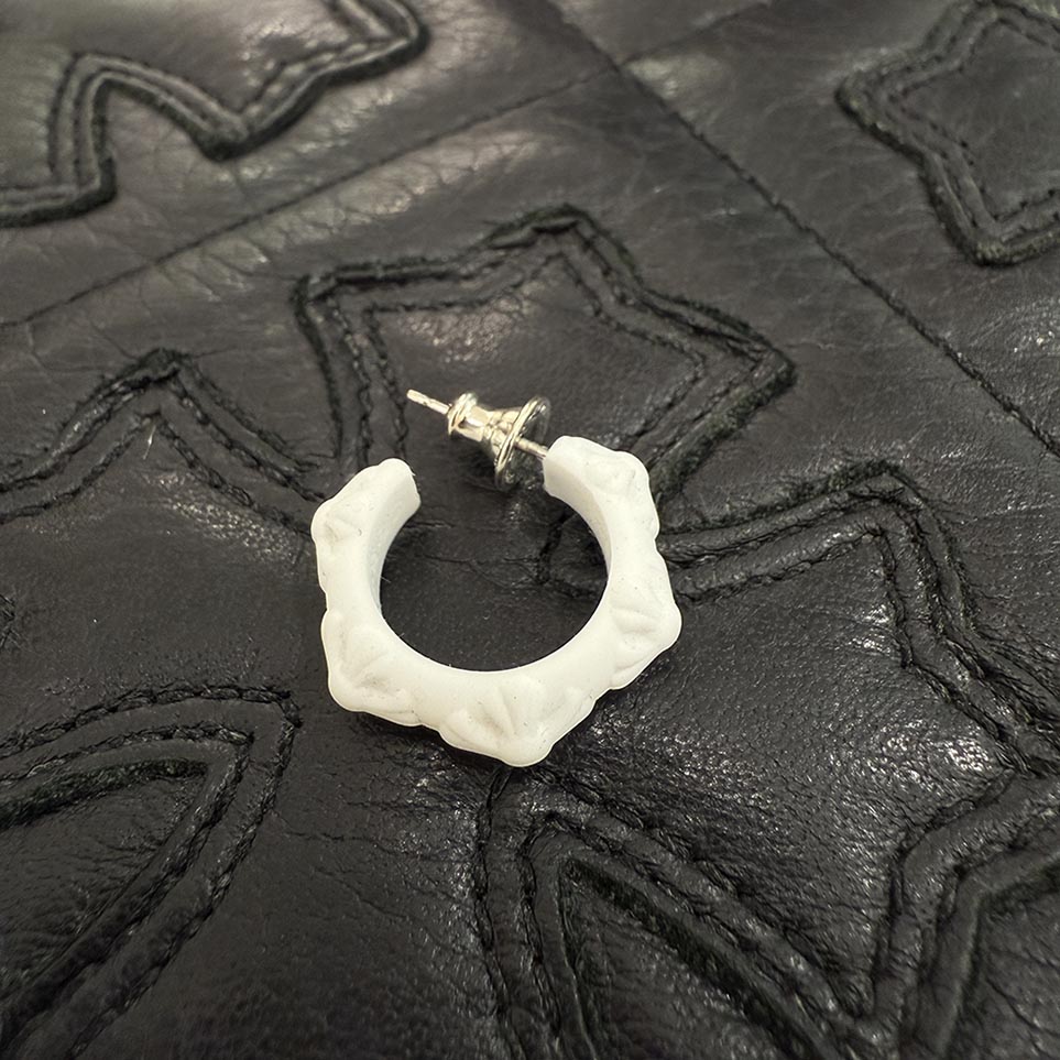 CHROME HEARTS Silicone Rubber Cross Band Hoop Earring クロムハーツ ケイ素樹脂天然ゴム はりつけ台ダンス楽隊 フープピアス 付属物 天然ゴム ケイ素樹脂 白いこと【251224】【新古品】