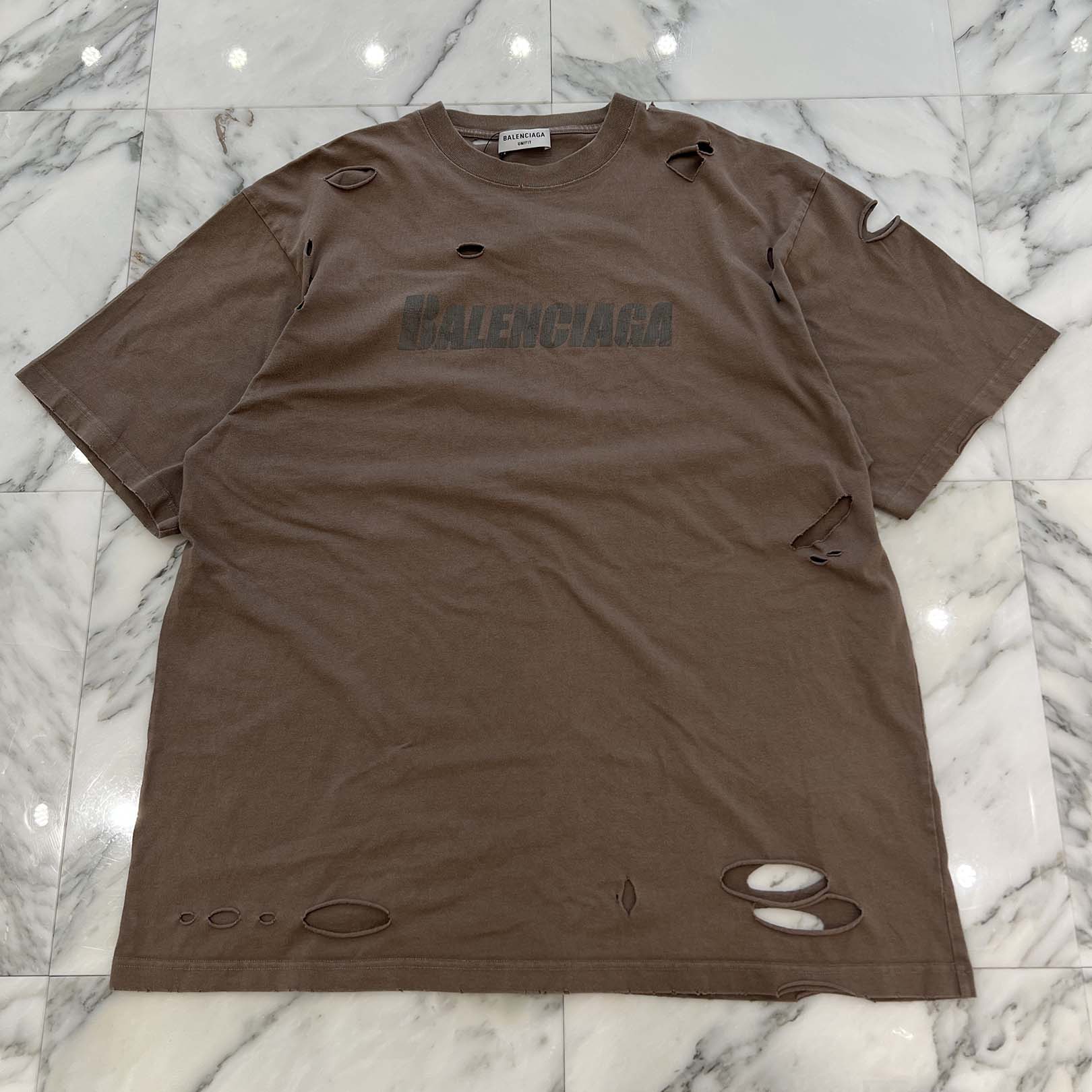 楽天市場】BALENCIAGA 2021SS Destroyed Logo Print Tee 651795 TKVB8 