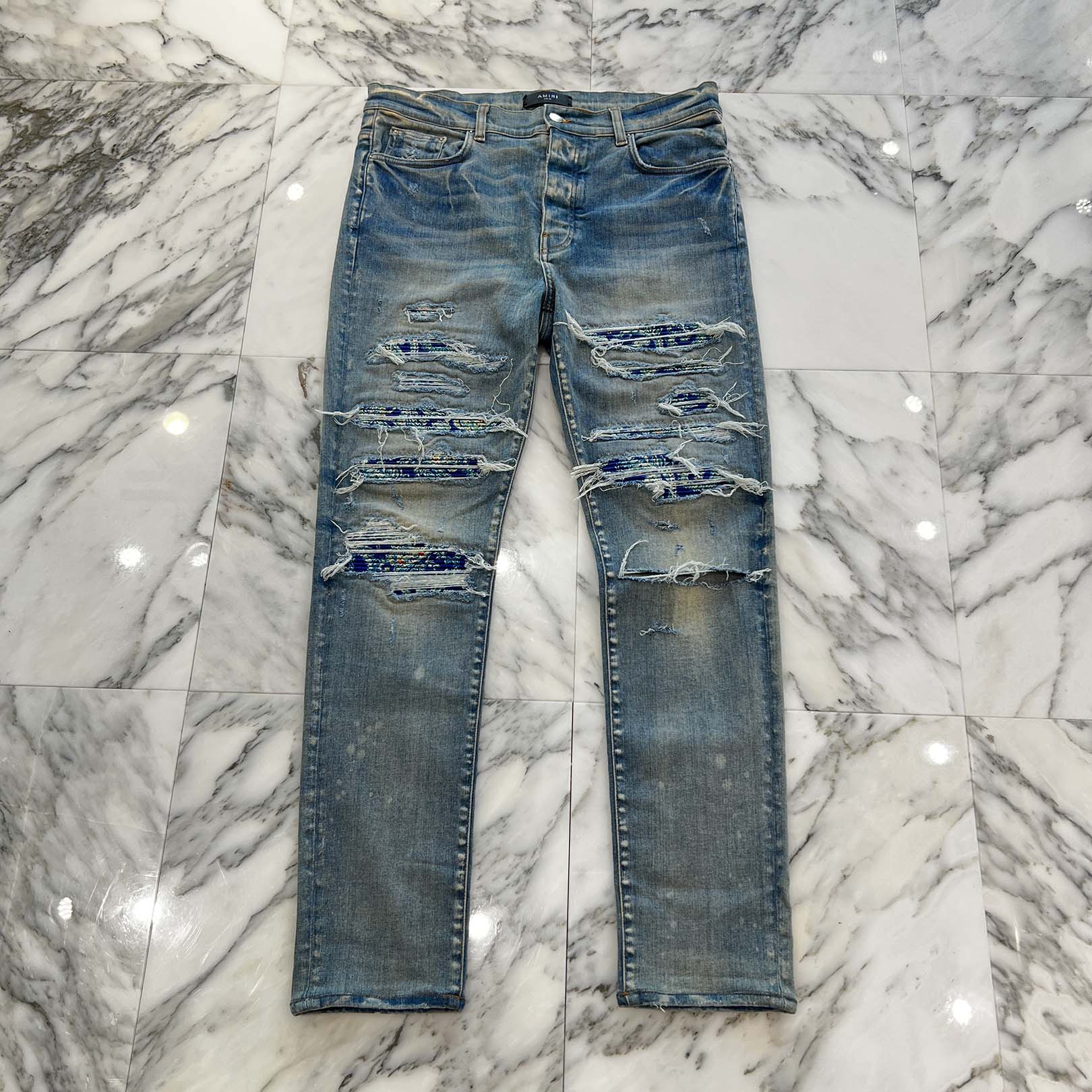 楽天市場】アミリ AMIRI サイズ:30インチ Leather Thrasher Jean