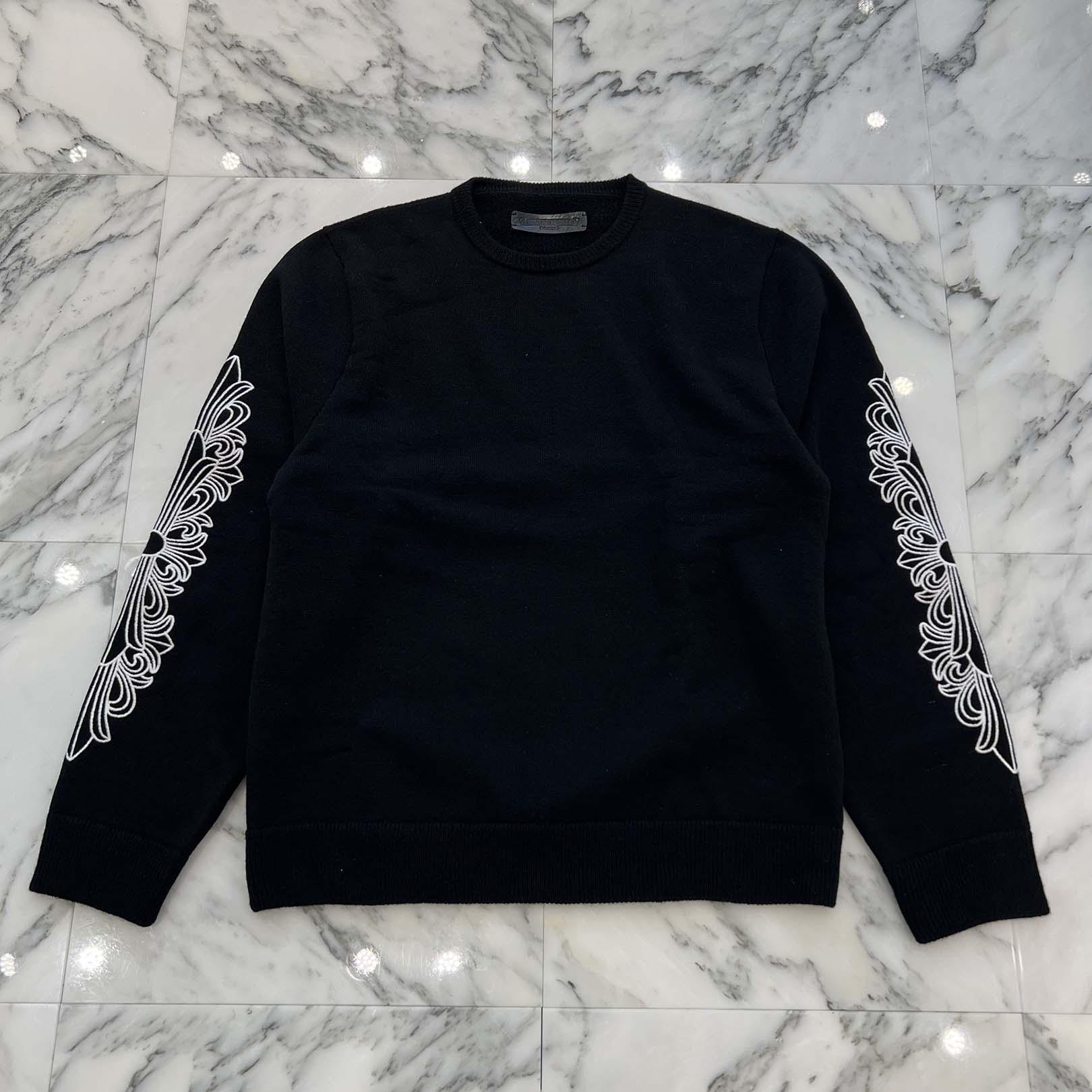 クロムハーツ★CHROME HEARTS クロスプリント長袖カットソー　ニット 楽天市場】CHROME HEARTS Y NOT Floral Cross Embroidery Crew Neck