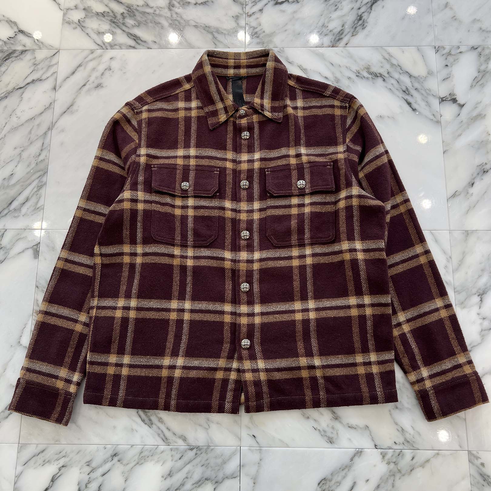 楽天市場】CHROME HEARTS Y NOT Cross Ball Button Check Shirt Size