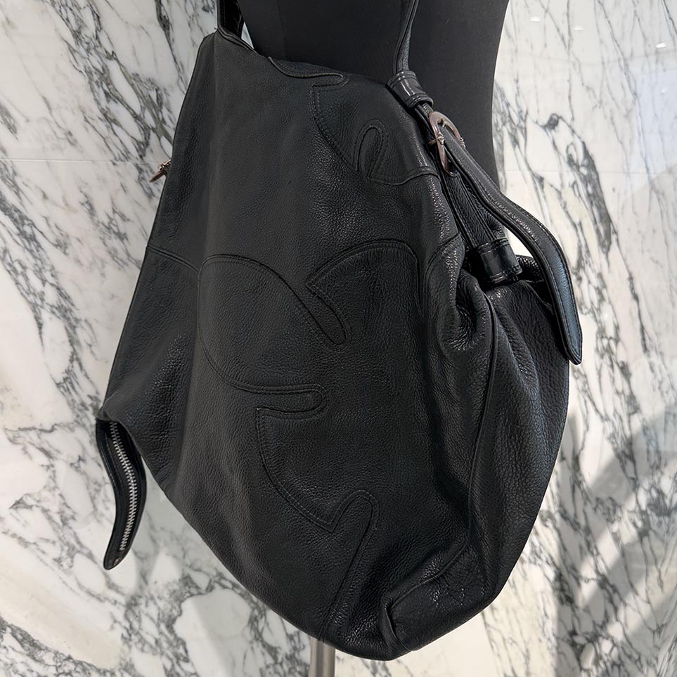 CHROME HEARTS Lelo Flairny Leather Shoulder Bag クロムハーツ レロ フレアニー なめし革ショルダーバッグ ガンスリンガー フレアニーパッチ 一肩先 ダガージップ 黒いこと【260120】【中古-B】