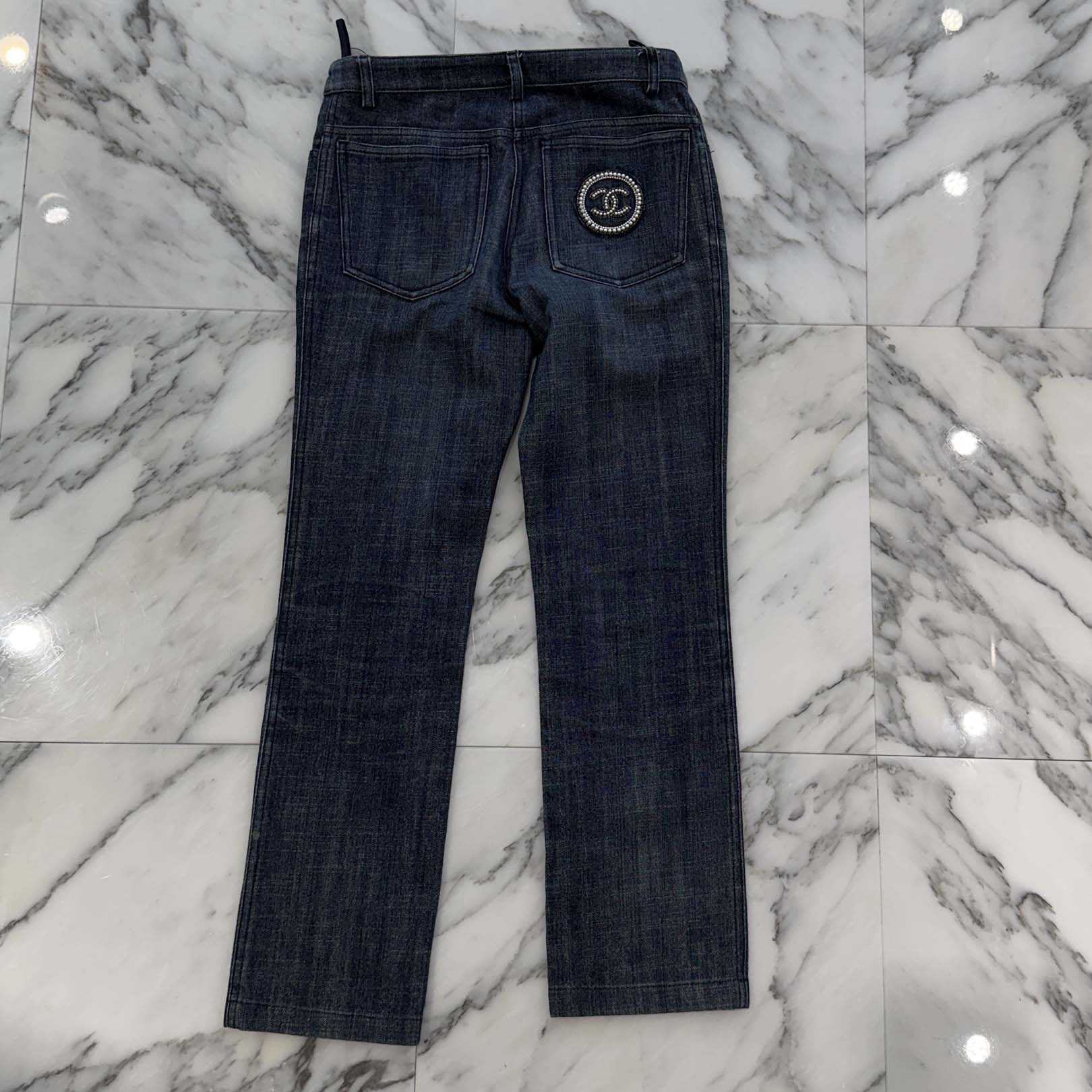 楽天市場】CHANEL COCO Button Denim Tapered Pants P31992V22199 Size