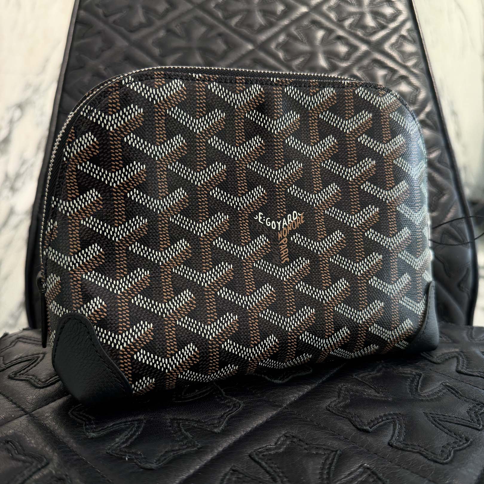 GOYARD Vend・・me Cosmetic Pouch VENDOTPMLTY01CL01P ゴヤール ヴァンドームコスメティックポーチ ミニ合切袋 釣り銭入れ ゴヤールディンキャンバス シュヴロッシュカーフスキン 赤銅色×黄色【260219】【新古品】