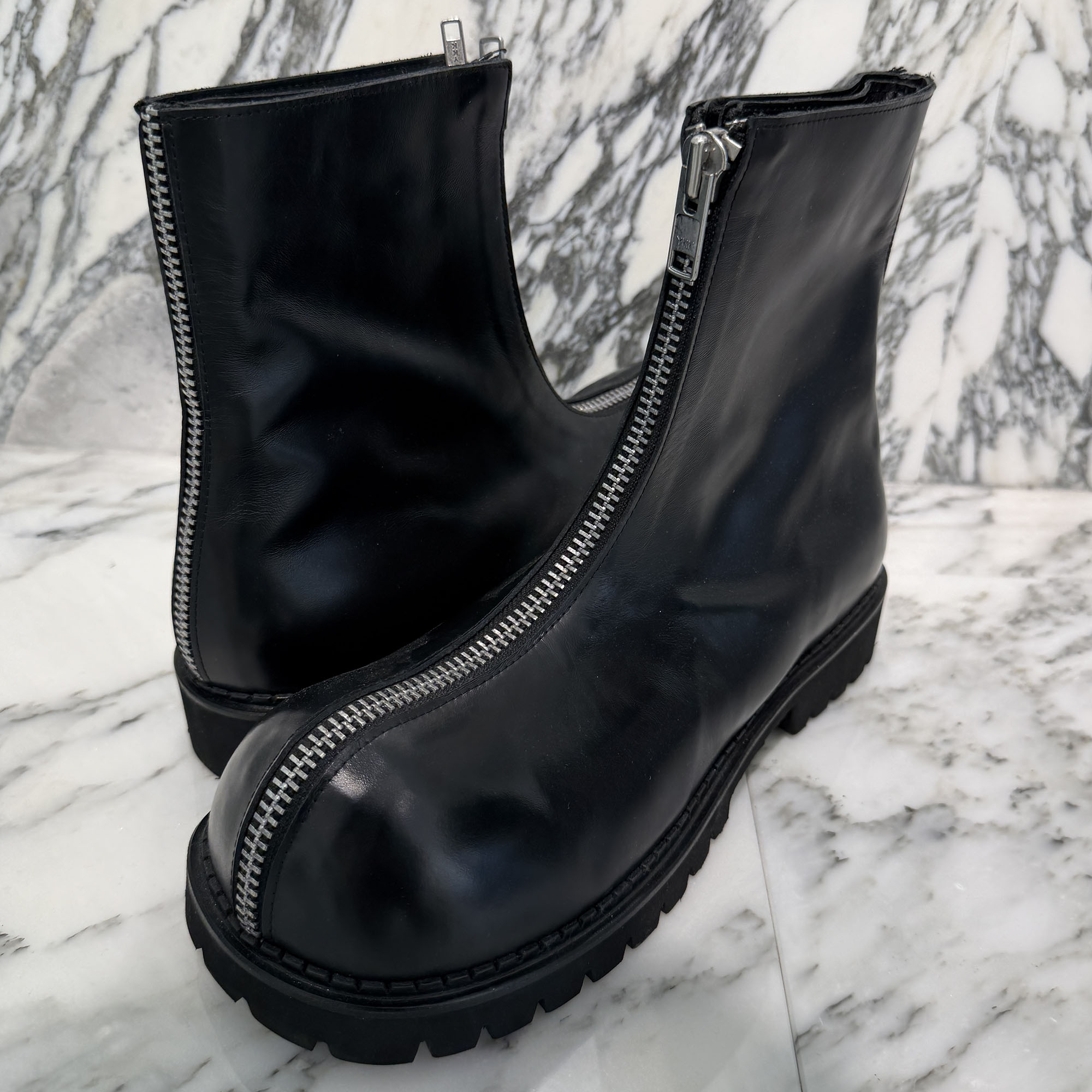NO IDEA Big Foot 2 Zip Up 2 Layer Boots Size US11 (29.0糎) 否アイディア ビッグフット 2ジップアップ 2レイヤーブーツ なめし革ブーツ ダブルジップ 黒いこと 大きさUS11 (29.0糎)【260510】【ほぼ新品】