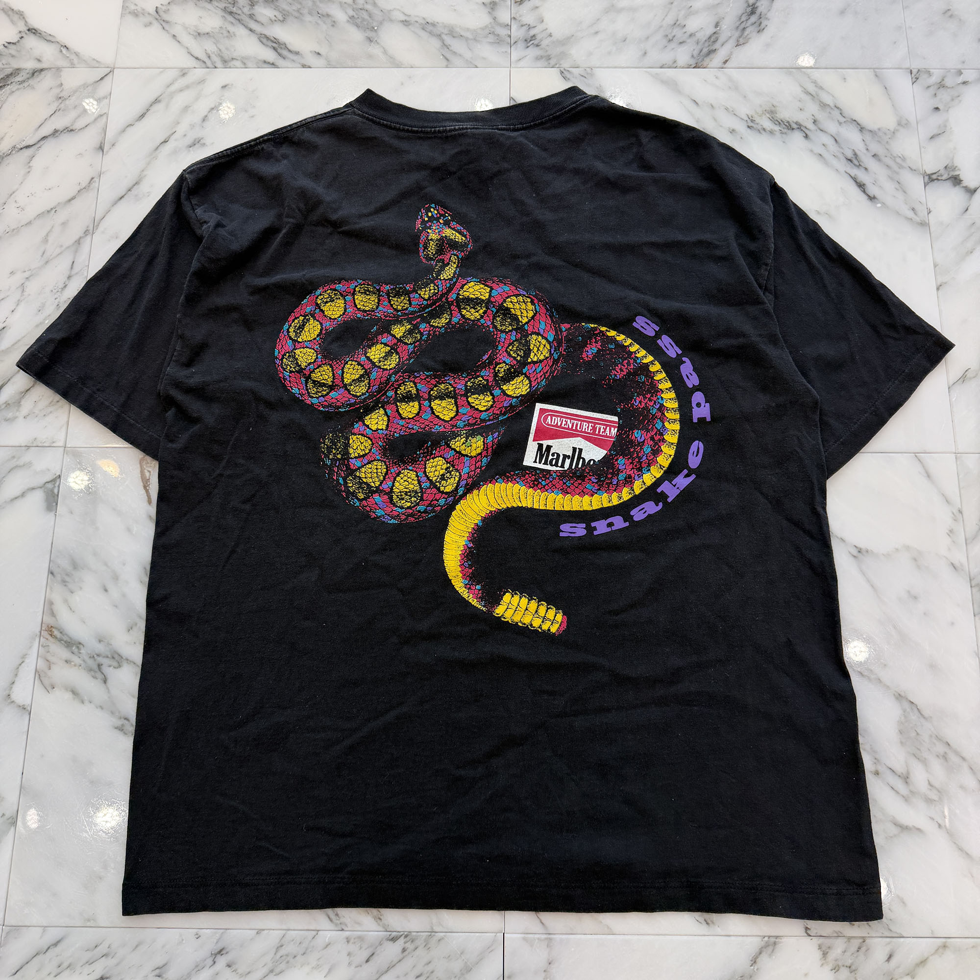 Vintage 90\u0027s Marlboro Snake Pass Pocket S/S Tee Size ONE SIZE ヴィンテージ 90\u0027s マルボロ スネークパス 衣嚢プルオーバー 半袖カットソー ポケT ヴィンテージプルオーバー 葉巻きタバコ 蛇蠍 濃灰色 大きさONE SIZE【260512】【中古-A】