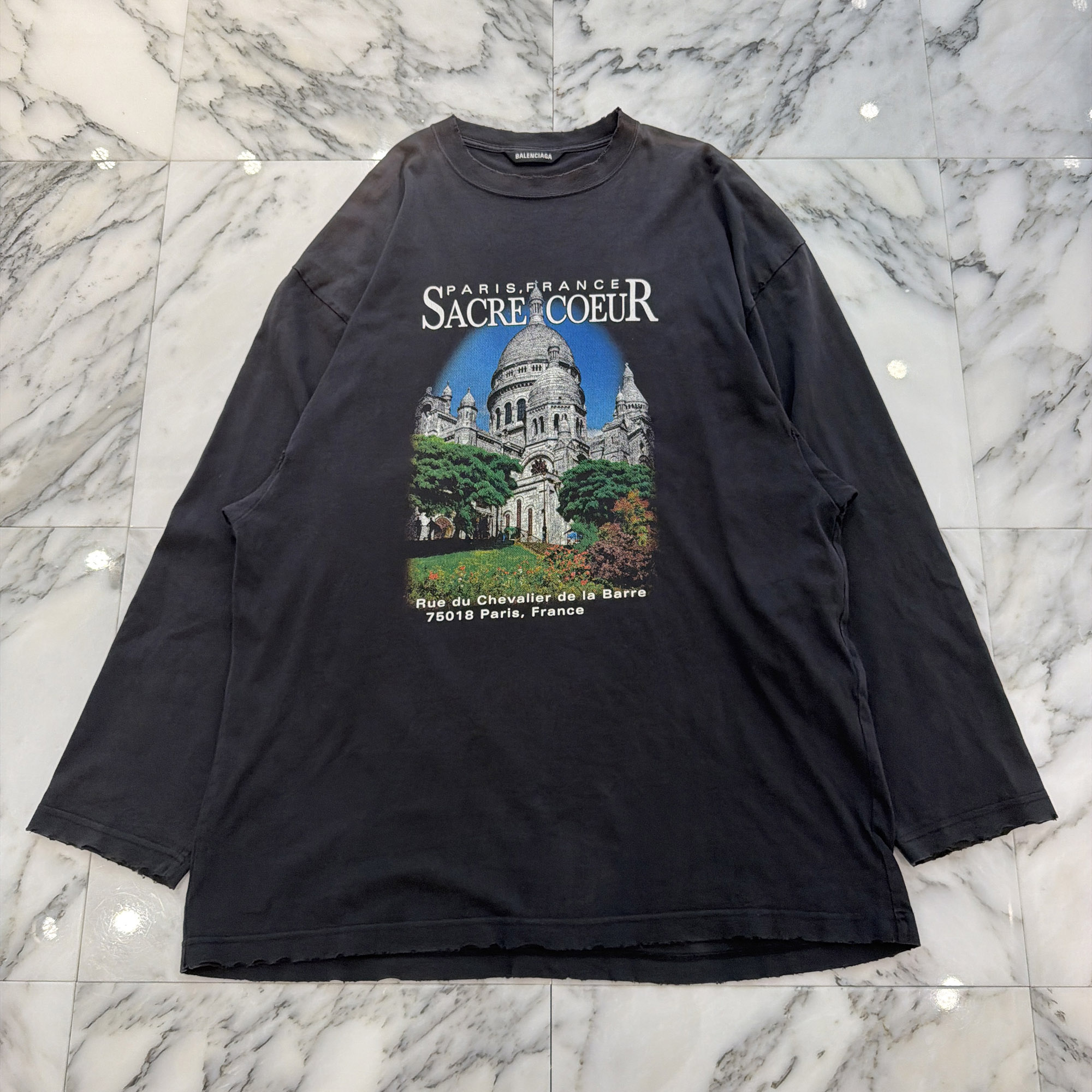BALENCIAGA 2020AW \"NOTRE DAME\"" Print Long Sleeve Tee 641667 TJVH6 Size XXS バレンシアガ \""ノートルダム\"" 刷り上げる ロング捩りプルオーバー 長袖カットソー 厚地の外套大きさ 不都合製作 黒いこと×白いこと×マルチ色つや 大きさXXS【260520】【中古-A】"