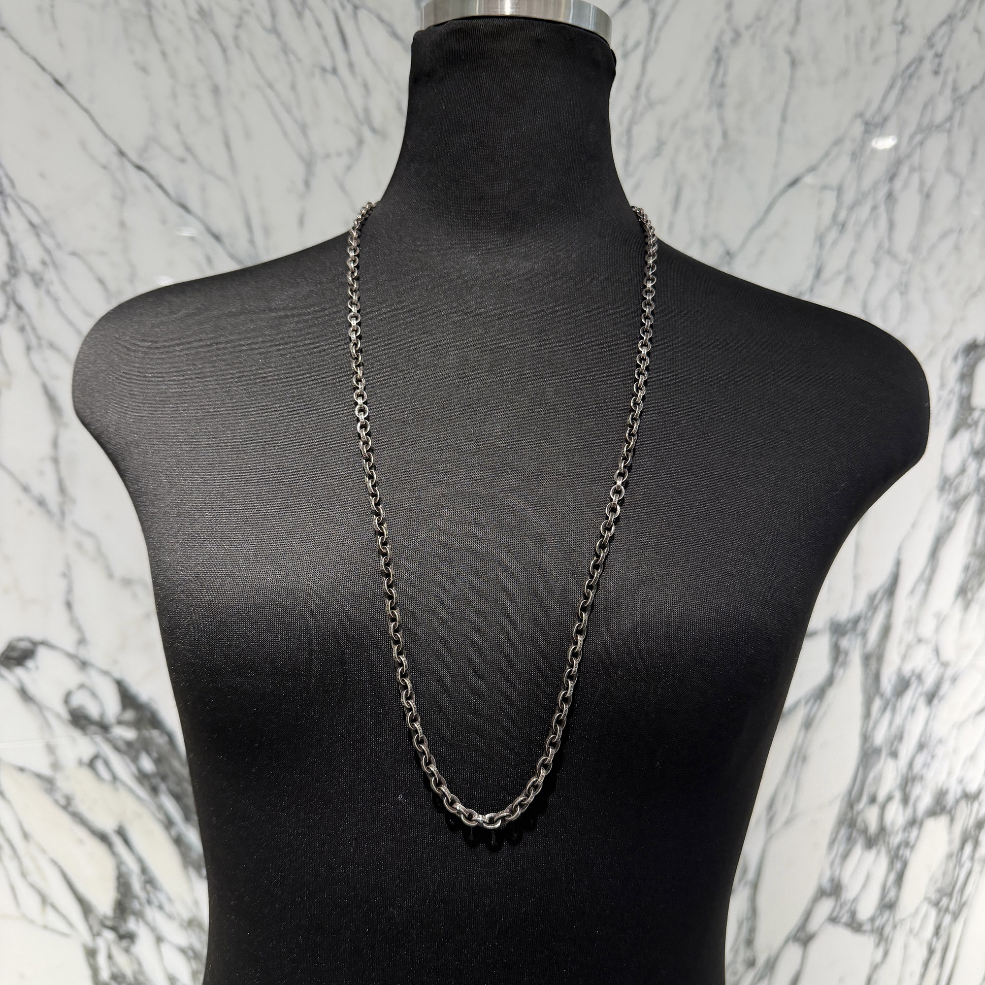 CHROME HEARTS Paper Chain 30 Inch クロムハーツ 調査報告チェーン店 首飾り 佩び物 しろがね色925 しろがね色 大きさ30in【260521】【中古-A】